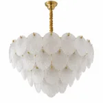 Candelabru Golden Petals 60 cm – Sticlă Mată Texturată și Finisaj Auriu Premium, 10 Surse E27, Design Luxury pentru Living și Dining - imagine 2