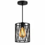 Pendul Industrial Loft Cage Negru 14 cm – Abajur Metalic Geometric, 1 Sursă E27 - imagine 2