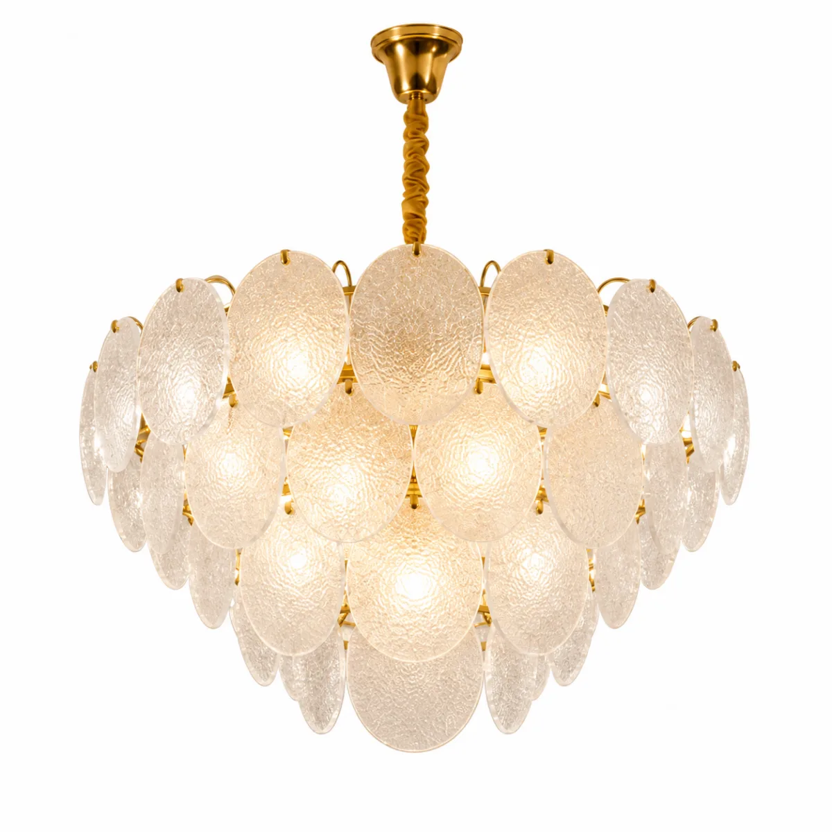 Candelabru Golden Petals 40 cm – Discuri din Sticlă Texturată și Finisaj Auriu Premium, Design Luxury pentru Living, Dining și Dormitor - imagine 2
