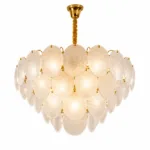 Candelabru Golden Petals 40 cm – Discuri din Sticlă Texturată și Finisaj Auriu Premium, Design Luxury pentru Living, Dining și Dormitor - imagine 2