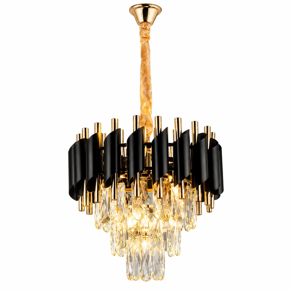 Candelabru Luxury Black Diamond 30 cm – Cristal K9 Premium și Metal Negru-Auriu, 3 Surse E14, Design Elegant pentru Hol și Dormitor - imagine 2
