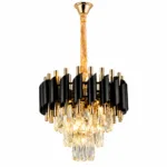 Candelabru Luxury Black Diamond 30 cm – Cristal K9 Premium și Metal Negru-Auriu, 3 Surse E14, Design Elegant pentru Hol și Dormitor - imagine 2