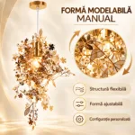 Pendul Botanical Gold 50 cm – Design Floral Sculptural cu Frunze Aurii, 1 Sursă E27 - imagine 5