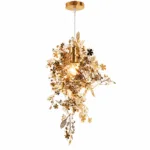 Pendul Botanical Gold 50 cm – Design Floral Sculptural cu Frunze Aurii, 1 Sursă E27 - imagine 2