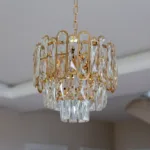Candelabru Diamond Glow Gold 30 cm – Cristale K9 Transparente și Metal Auriu, 3 Surse E27, Design Elegant pentru Hol și Dormitor - imagine 13