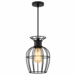 Pendul Industrial Black Lantern 25 cm – Abajur Metalic tip Colivie, 1 Sursă E27 - imagine 2