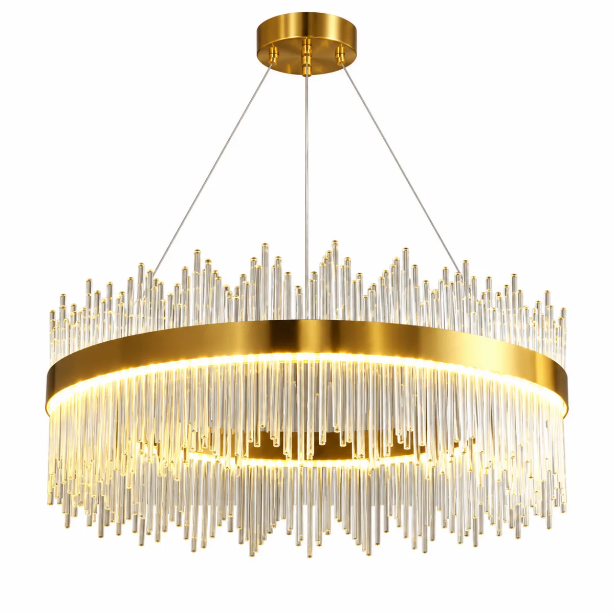 Candelabru Golden Rain 60 cm – Cristale Premium în Cascadă, Iluminare LED și Finisaj Auriu Elegant, Ideal pentru Living, Dining și Dormitor - imagine 2