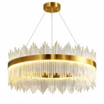 Candelabru Golden Rain 60 cm – Cristale Premium în Cascadă, Iluminare LED și Finisaj Auriu Elegant, Ideal pentru Living, Dining și Dormitor - imagine 2