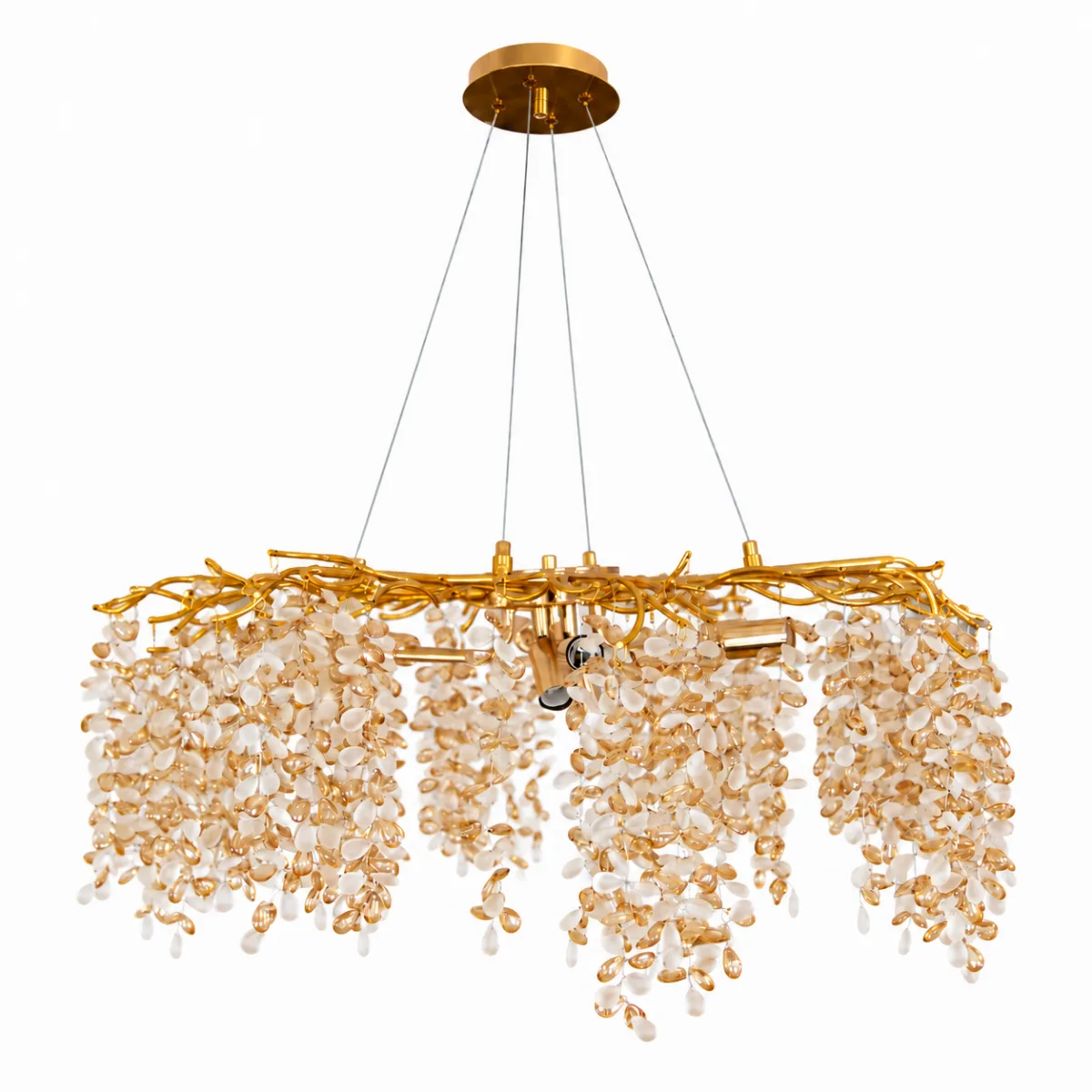 Candelabru Cristal Velvet Gold 80 cm – Cristal K9 Premium și Metal Auriu Gravat, 8 Surse E14, Design Luxos pentru Living, Dining sau Dormitor Master - imagine 2