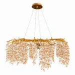 Candelabru Cristal Velvet Gold 80 cm – Cristal K9 Premium și Metal Auriu Gravat, 8 Surse E14, Design Luxos pentru Living, Dining sau Dormitor Master - imagine 2