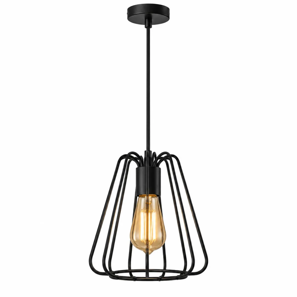 Pendul Industrial Black Bloom 21,5 – Design Metalic Sculptural, 1 Sursă E27 - imagine 2