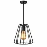 Pendul Industrial Black Bloom 21,5 – Design Metalic Sculptural, 1 Sursă E27 - imagine 2