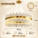 Candelabru Golden Rain 60 cm – Cristale Premium în Cascadă, Iluminare LED și Finisaj Auriu Elegant, Ideal pentru Living, Dining și Dormitor - imagine 4