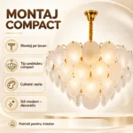 Candelabru Golden Petals 40 cm – Discuri din Sticlă Texturată și Finisaj Auriu Premium, Design Luxury pentru Living, Dining și Dormitor - imagine 4