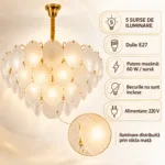 Candelabru Golden Petals 40 cm – Discuri din Sticlă Texturată și Finisaj Auriu Premium, Design Luxury pentru Living, Dining și Dormitor - imagine 6